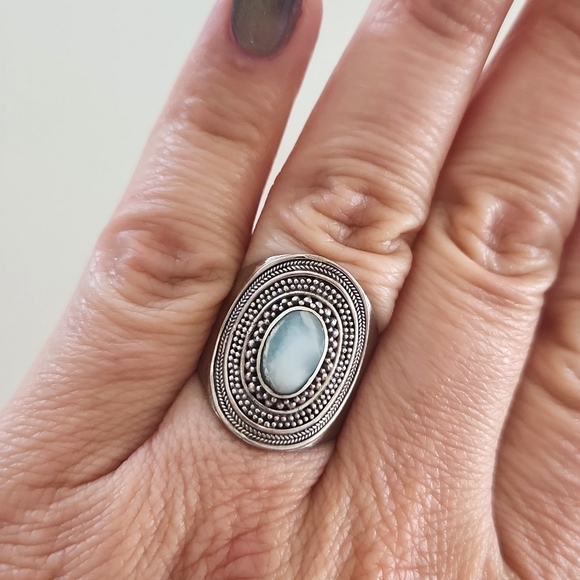 Sharli's Closet Jewelry - NEW Genuine Sterling Silver & Larimar Shield Ring